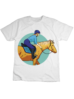 Koszulka Koszulka Dziecięca Horse Riding Biała - Śmieszne T-Shirty z Nadrukami ?