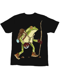 Koszulka Koszulka Dziecięca Hiking Frog Czarna - Śmieszne T-Shirty z Nadrukami ?