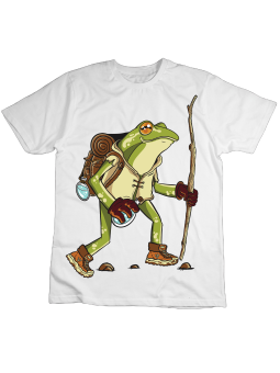 Koszulka Koszulka Dziecięca Hiking Frog Biała - Śmieszne T-Shirty z Nadrukami ?