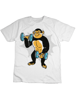 Koszulka Koszulka Dziecięca Trenująca Małpa Biała - Śmieszne T-Shirty z Nadrukami ?