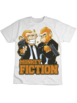 Koszulka Koszulka Dziecięca Monkey Fiction Biała - Śmieszne T-Shirty z Nadrukami ?