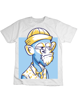 Koszulka Koszulka Dziecięca Małpa w Czapce Biała - Śmieszne T-Shirty z Nadrukami ?