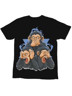 Koszulka Koszulka Dziecięca Three Wise Monkeys Czarna - Śmieszne T-Shirty z Nadrukami ?
