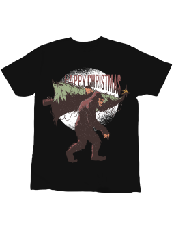 Koszulka Koszulka Dziecięca Świąteczna Małpa z Choinką Czarna - Śmieszne T-Shirty z Nadrukami ?