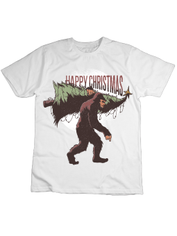 Koszulka Koszulka Dziecięca Świąteczna Małpa z Choinką Biała - Śmieszne T-Shirty z Nadrukami ?