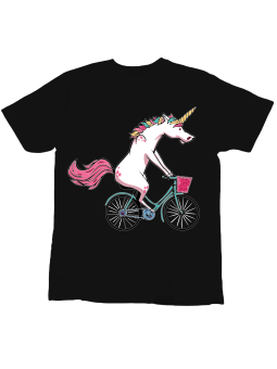 Koszulka Koszulka Dziecięca Jednorożec na rowerze Czarna - Śmieszne T-Shirty z Nadrukami ?