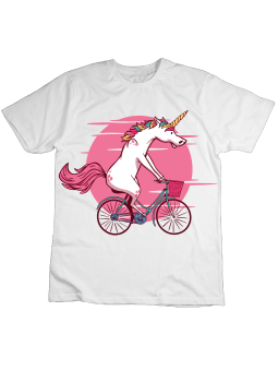 Koszulka Koszulka Dziecięca Jednorożec na rowerze Biała - Śmieszne T-Shirty z Nadrukami ?