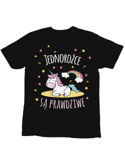 Koszulka Koszulka Dziecięca Jednorożce Są Prawdziwe Czarna - Śmieszne T-Shirty z Nadrukami ?