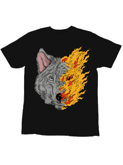 Koszulka Koszulka Dziecięca Palący Wilk Czarna - Śmieszne T-Shirty z Nadrukami ?