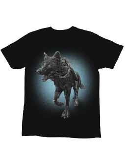 Koszulka Koszulka Dziecięca Dziewczyna z Wilkiem Czarna - Śmieszne T-Shirty z Nadrukami ?