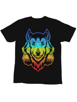 Koszulka Koszulka Dziecięca DJ Wilk Czarna - Śmieszne T-Shirty z Nadrukami ?