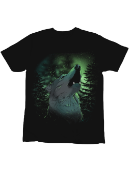 Koszulka Koszulka Dziecięca Wyjący Wilk Czarna - Śmieszne T-Shirty z Nadrukami ?