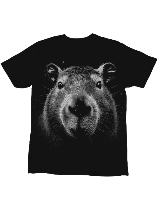 Koszulka Koszulka Dziecięca Realistyczna Kapibara Czarna - Śmieszne T-Shirty z Nadrukami ?