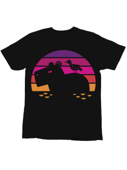 Koszulka Koszulka Dziecięca Kapibara Zarys Czarna - Śmieszne T-Shirty z Nadrukami ?