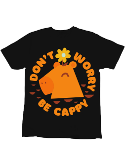 Koszulka Koszulka Dziecięca Kapibara Don't Worry Be Capy Czarna - Śmieszne T-Shirty z Nadrukami ?