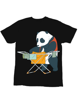 Koszulka Koszulka Dziecięca Szczęśliwa Panda Czarna - Śmieszne T-Shirty z Nadrukami ?
