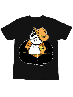 Koszulka Koszulka Dziecięca Panda Szeryf Czarna - Śmieszne T-Shirty z Nadrukami ?