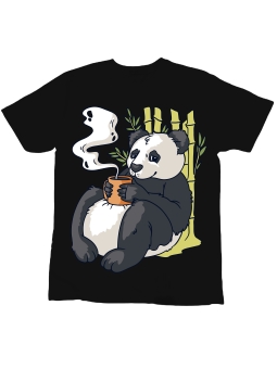 Koszulka Koszulka Dziecięca Panda w Bambusach Czarna - Śmieszne T-Shirty z Nadrukami ?