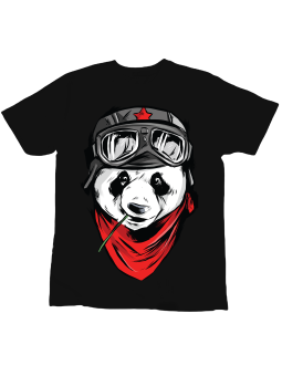Koszulka Koszulka Dziecięca Panda Pilot Czarna - Śmieszne T-Shirty z Nadrukami ?