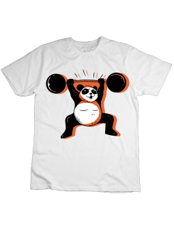 Koszulka Koszulka Dziecięca  Panda Siłownia Biała - Śmieszne T-Shirty z Nadrukami ?