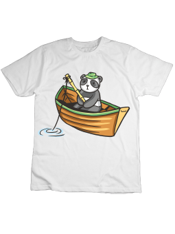 Koszulka Koszulka Dziecięca Panda Wędkarz Biała - Śmieszne T-Shirty z Nadrukami ?