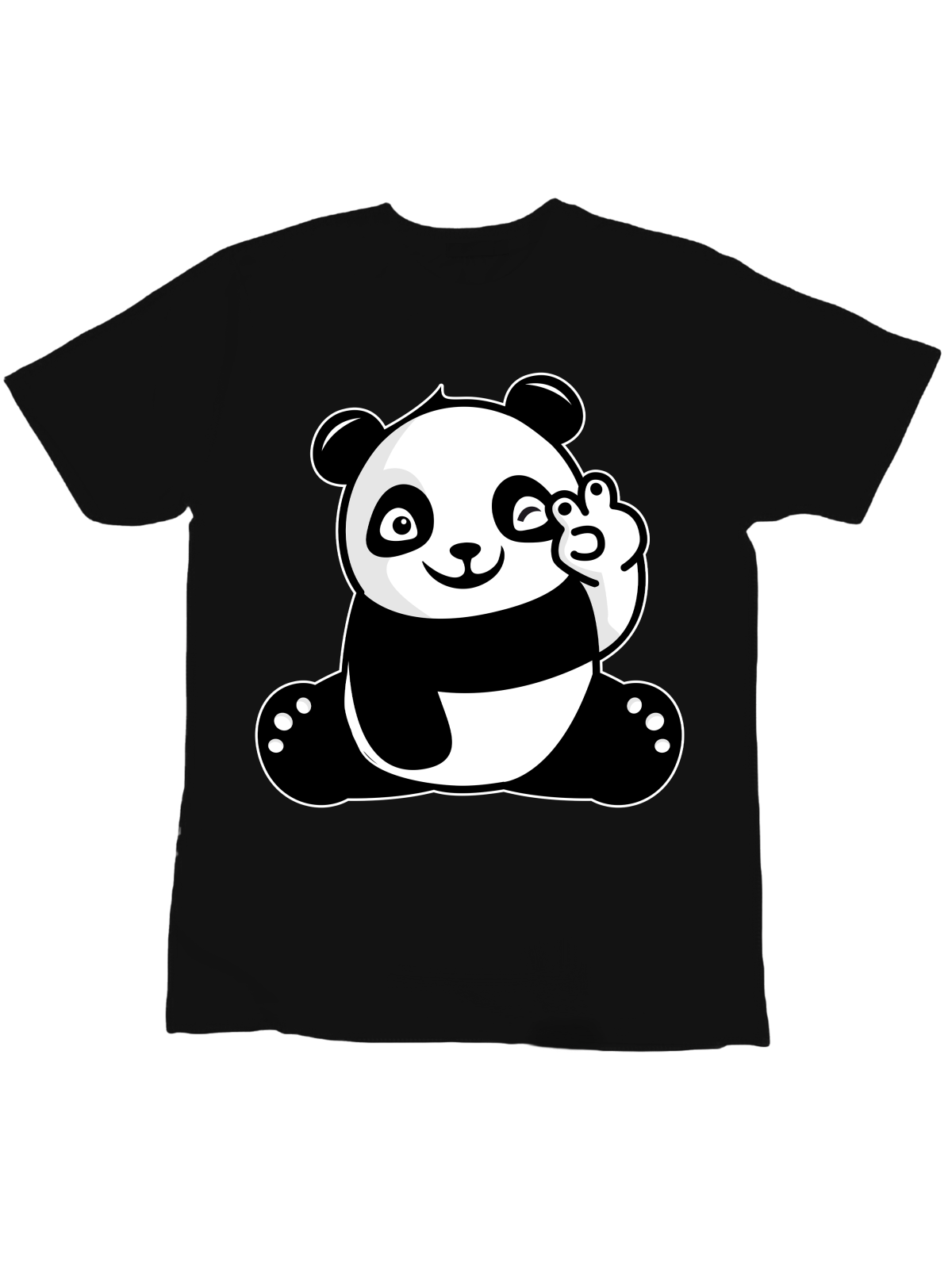 Koszulka Koszulka Dziecięca Hi Panda Fan Czarna - Śmieszne T-Shirty z Nadrukami ?
