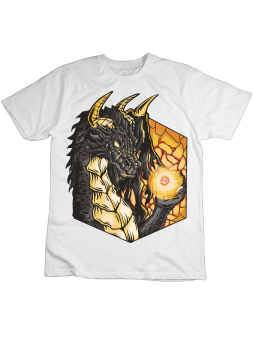 Koszulka Koszulka Dziecięca Smok z Kostką RPG Biała - Śmieszne T-Shirty z Nadrukami ?