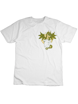 Koszulka Koszulka Dziecięca Smok w Kieszeni Nadruk Na Piersi Biała - Śmieszne T-Shirty z Nadrukami ?