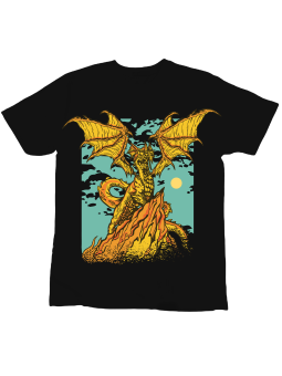 Koszulka Koszulka Dziecięca Smok Na Skale Czarna - Śmieszne T-Shirty z Nadrukami ?