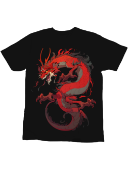 Koszulka Koszulka Dziecięca Czerwony Groźny Smok Czarna - Śmieszne T-Shirty z Nadrukami ?