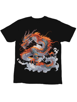 Koszulka Koszulka Dziecięca Chiński Smok W Dymie Czarna - Śmieszne T-Shirty z Nadrukami ?