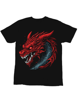Koszulka Koszulka Dziecięca Czerwony Smok Czarna - Śmieszne T-Shirty z Nadrukami ?