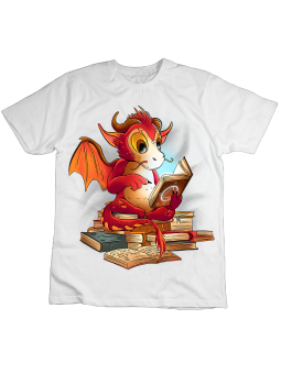 Koszulka Koszulka Dziecięca Czytający Smok Biała - Śmieszne T-Shirty z Nadrukami ?