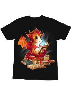 Koszulka Koszulka Dziecięca Czytający Smok Czarna - Śmieszne T-Shirty z Nadrukami ?