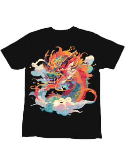 Koszulka Koszulka Dziecięca Malowany Smok Czarna - Śmieszne T-Shirty z Nadrukami ?