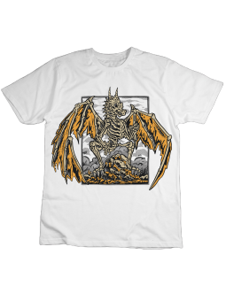 Koszulka Koszulka Dziecięca Smok Szkielet Biała - Śmieszne T-Shirty z Nadrukami ?