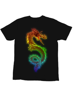 Koszulka Koszulka Dziecięca Kolorowy Smok Czarna - Śmieszne T-Shirty z Nadrukami ?