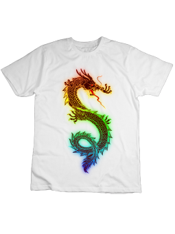 Koszulka Koszulka Dziecięca Kolorowy Smok Biała - Śmieszne T-Shirty z Nadrukami ?