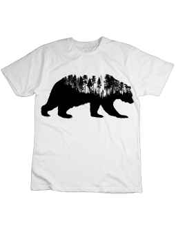 Koszulka Koszulka Dziecięca Niedźwiedź Las Biała - Śmieszne T-Shirty z Nadrukami ?