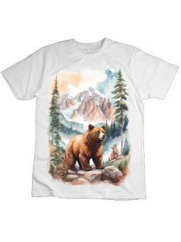 Koszulka Koszulka Dziecięca Niedźwiedź i Lis Biała - Śmieszne T-Shirty z Nadrukami ?