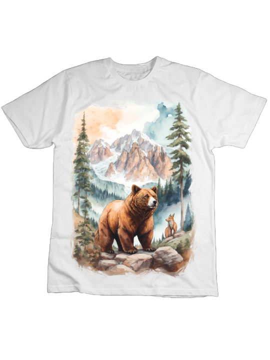 Koszulka Koszulka Dziecięca Niedźwiedź i Lis Biała - Śmieszne T-Shirty z Nadrukami ?