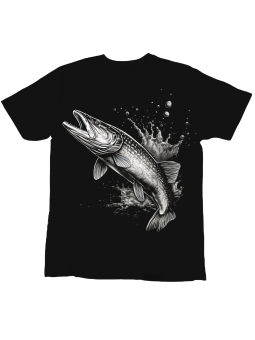 Koszulka Koszulka Dziecięca Realistyczny Szczupak Czarna - Śmieszne T-Shirty z Nadrukami ?