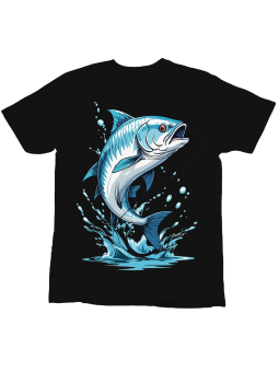 Koszulka Koszulka Dziecięca Niebieska Ryba Czarna - Śmieszne T-Shirty z Nadrukami ?