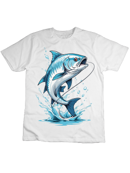 Koszulka Koszulka Dziecięca Niebieska Ryba Biała - Śmieszne T-Shirty z Nadrukami ?