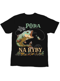 Koszulka Koszulka Dziecięca Pora Na Ryby Czarna - Śmieszne T-Shirty z Nadrukami ?