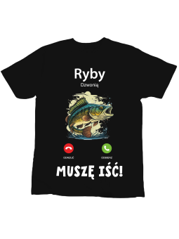 Koszulka Koszulka Dziecięca Ryby Dzwonią Czarna - Śmieszne T-Shirty z Nadrukami ?