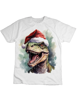 Koszulka Koszulka Dziecięca Mikołaj Dinozaur Biała - Śmieszne T-Shirty z Nadrukami ?
