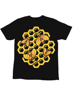 Koszulka Koszulka Dziecięca Cztery Pszczoły Czarna - Śmieszne T-Shirty z Nadrukami ?