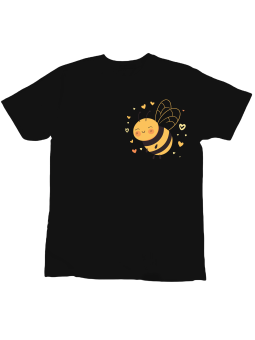 Koszulka Koszulka Dziecięca Uśmiechnięta Pszczoła Nadruk Na Piersi Czarna - Śmieszne T-Shirty z Nadrukami ?