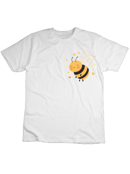 Koszulka Koszulka Dziecięca Uśmiechnięta Pszczoła Nadruk Na Piersi Biała - Śmieszne T-Shirty z Nadrukami ?